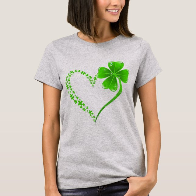 T-shirt Pièces de Puzzle Shamrock de coeur Sensibilisation (Devant)