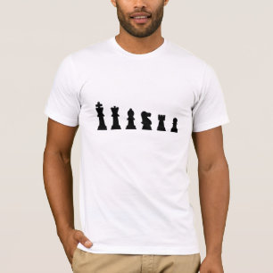 T-shirt Pièces d'échecs noires sur le blanc