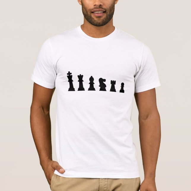 T-shirt Pièces d'échecs noires sur le blanc (Devant)