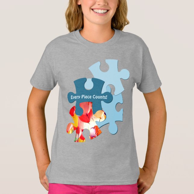 T-shirt Pièces d'image de puzzle amusant Chaque pièce comp (Devant)