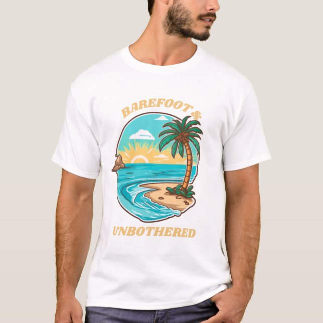 T-shirt Pieds nus et plage d'été sans problème (Devant)