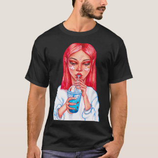 T-shirt Pierced girl with cocktail