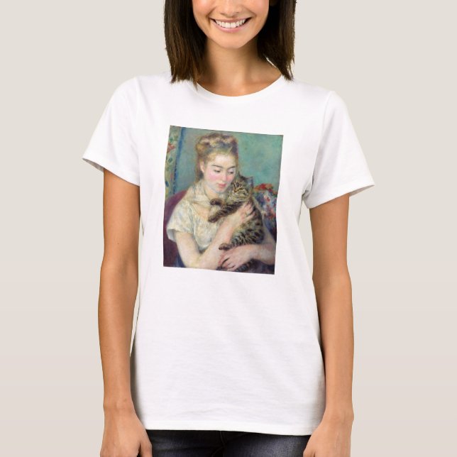 T-shirt Pierre-Auguste Renoir - Femme avec chat (Devant)