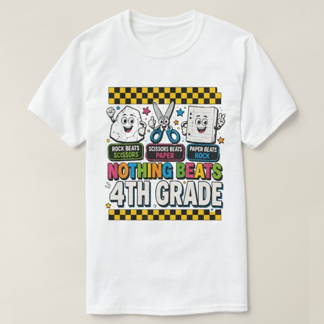 T-shirt Pierre Ciseaux Papier Rien Ne Bat La 4e Année (Design devant)