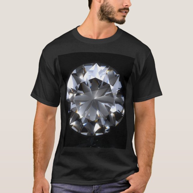 T-shirt Pierre de diamant : l'espace noir brille. (Devant)