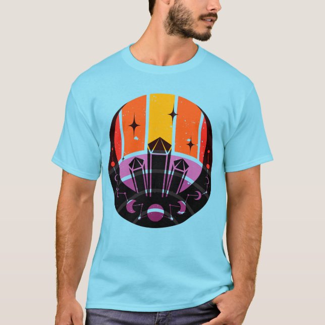 T-shirt Pierre de Lune Phase Étoiles Coucher de Soleil (Devant)