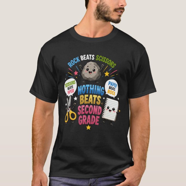 T-shirt Pierre Feuille Ciseaux de deuxième année Apprendre (Devant)