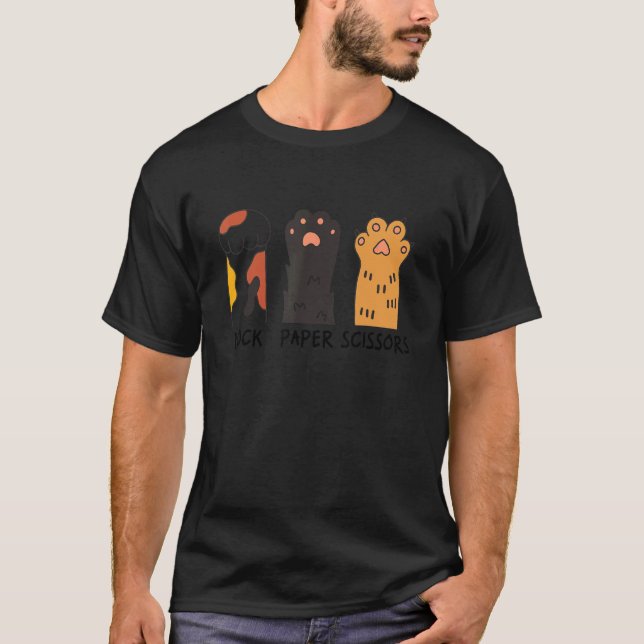T-shirt Pierre Feuille Ciseaux Jeu de Main Drôle Mignon Pa (Devant)