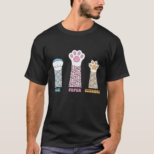 T-shirt Pierre Feuille Ciseaux Jeu De Main Mignon Patte Dr (Devant)