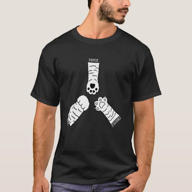 T-shirt Pierre Feuille Ciseaux Jeu De Main Patte Mignonne  (Devant)