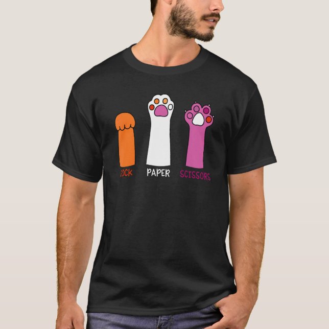 T-shirt Pierre Feuille Ciseaux Pattes de Chat Mignon Fiert (Devant)