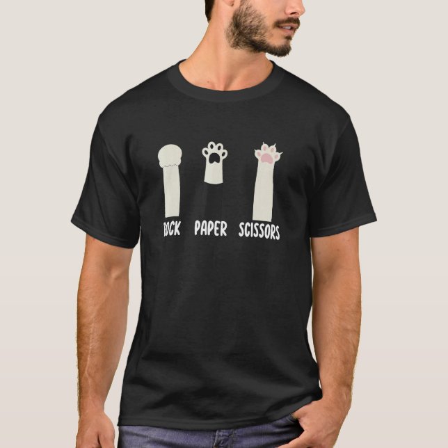 T-shirt Pierre Feuille Ciseaux Pattes de Chat Mignon pour  (Devant)