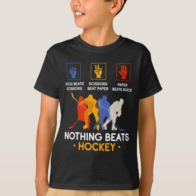 T-shirt Pierre Feuille Ciseaux Rien Ne Bat Le Hockey (Devant)