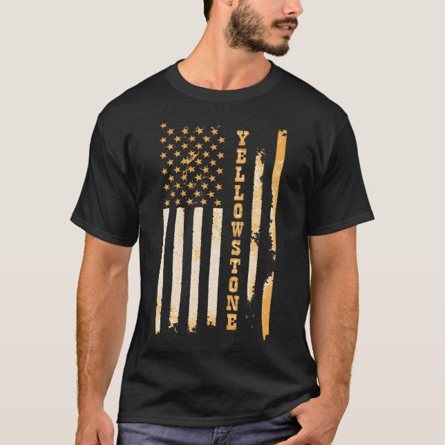 T-shirt Pierre Jaune Classic Fit Noir Avec Drapeau Design (Devant)