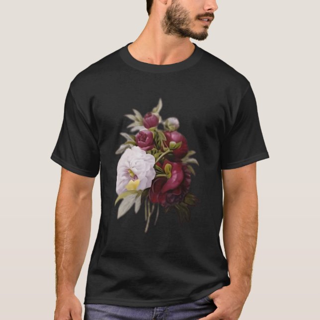 T-shirt Pierre Joseph Redoute Blanc Peony Rouge (Devant)