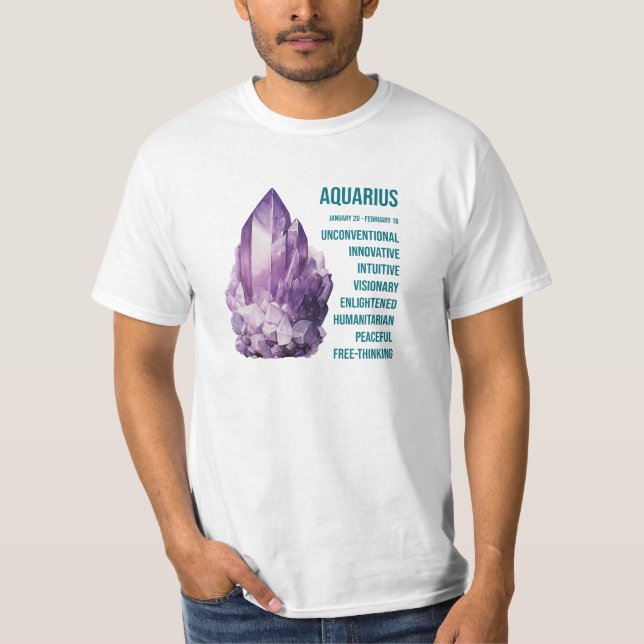 T-shirt Pierres de Zodiaque : Aquarius, Améthyste (Devant)