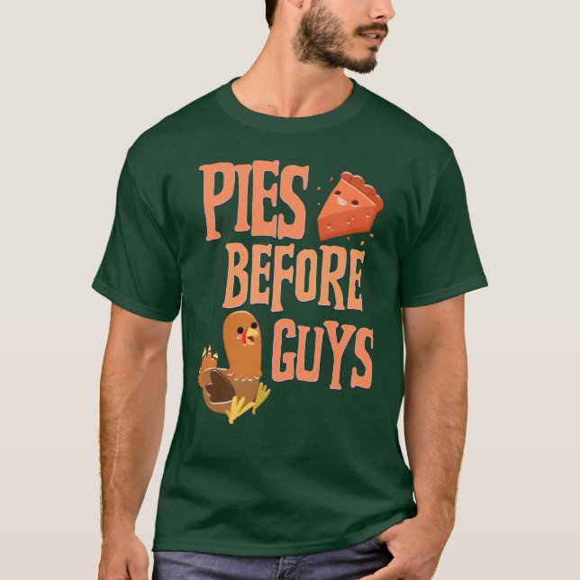 T-shirt Pies Avant Les Gars Drôle Dîner Thanksgiving (Devant)