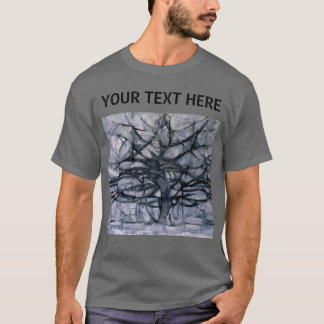 T-shirt Piet Mondrian Abstrait gris arbre personnalisé