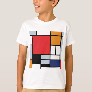 T-shirt Piet Mondrian - Composition avec grand plan rouge