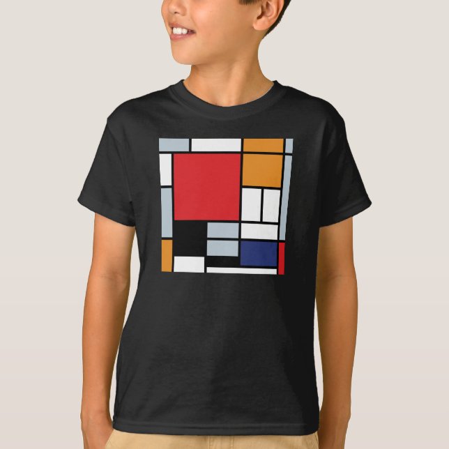 T-shirt Piet Mondrian - Composition avec un grand plan rou (Devant)