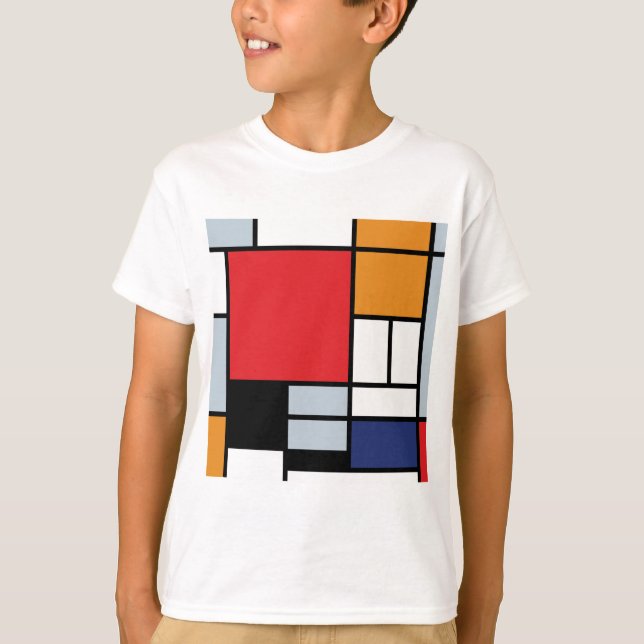 T-shirt Piet Mondrian - Composition avec un grand plan rou (Devant)