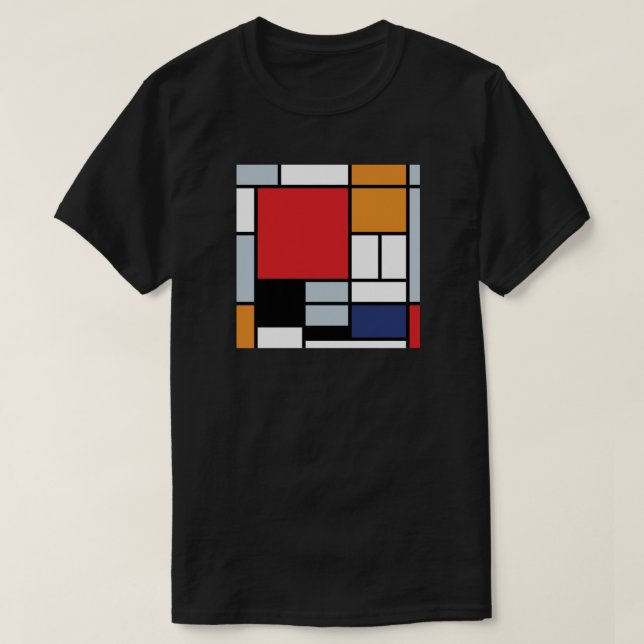 T-shirt Piet Mondrian - Composition avec un grand plan rou (Design devant)