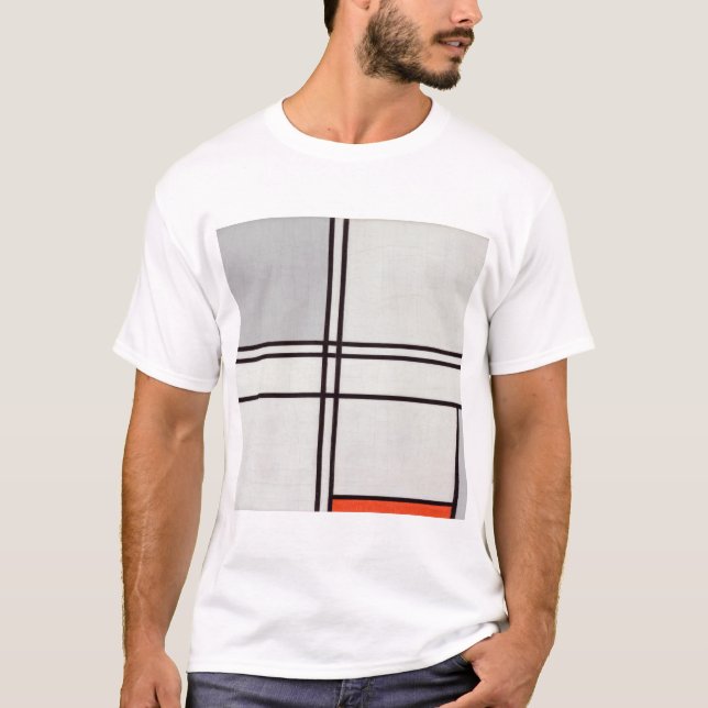 T-shirt Piet Mondrian Composition (No. 1) Gris-Rouge. (Devant)