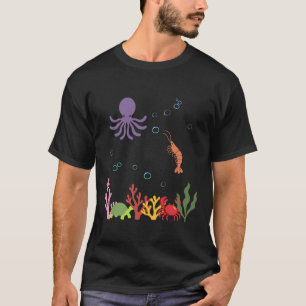 T-shirt Pieuvre Animaux Marins Enfants Crevettes Sous-Mari