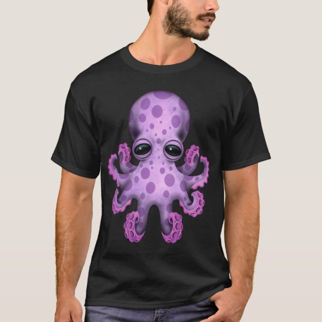 T-shirt Pieuvre Bébé Violette Mignonne (Devant)