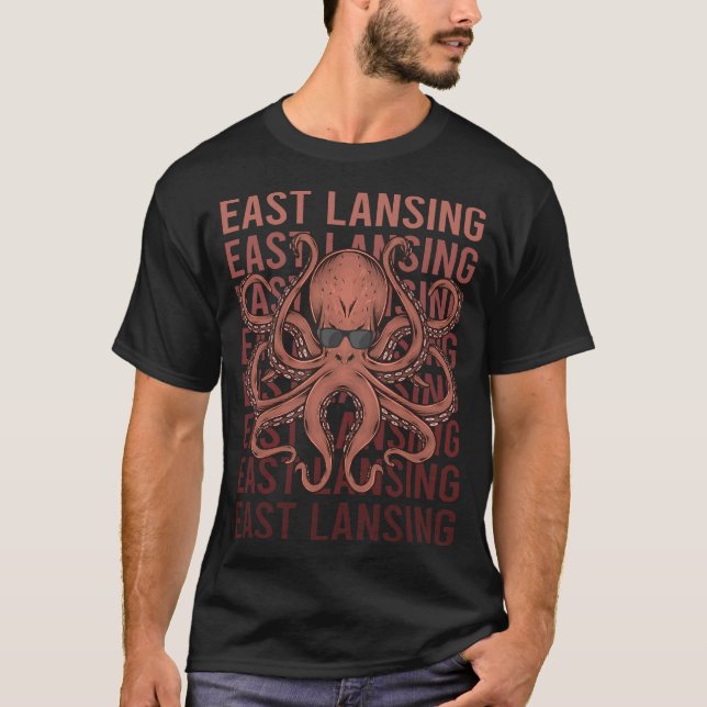 T-shirt Pieuvre drôle East Lansing (Devant)