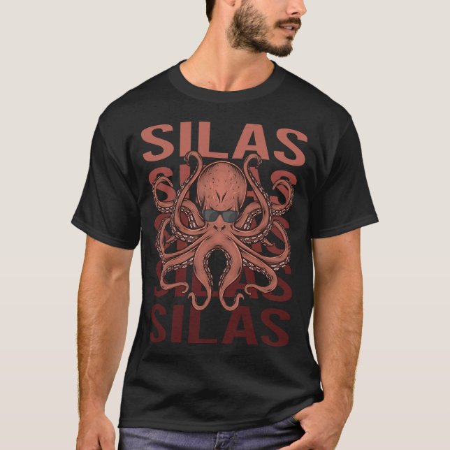 T-shirt Pieuvre drôle - Nom Silas (Devant)