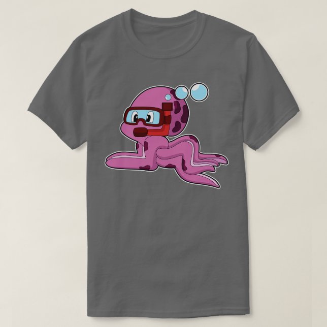 T-shirt Pieuvre en plongeur avec tuba (Design devant)