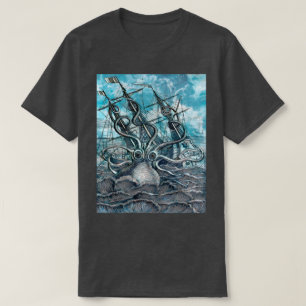 T-shirt Pieuvre géante Mer Bleue Monstre Voilier