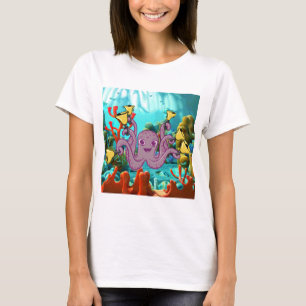 T-shirt Pieuvre Handbell Ringer Dans La Mer