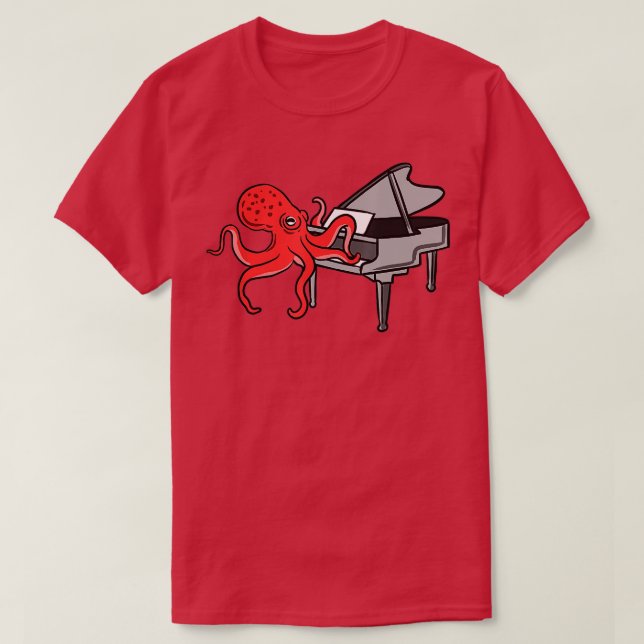 T-shirt Pieuvre Jouer Piano (Design devant)
