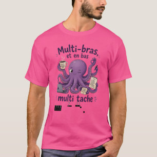 T-shirt Pieuvre Mauve Multi-bras & Multi-tâche – café