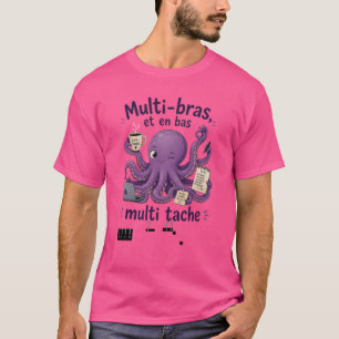 T-shirt Pieuvre Mauve Multi-bras & Multi-tâche – coffée