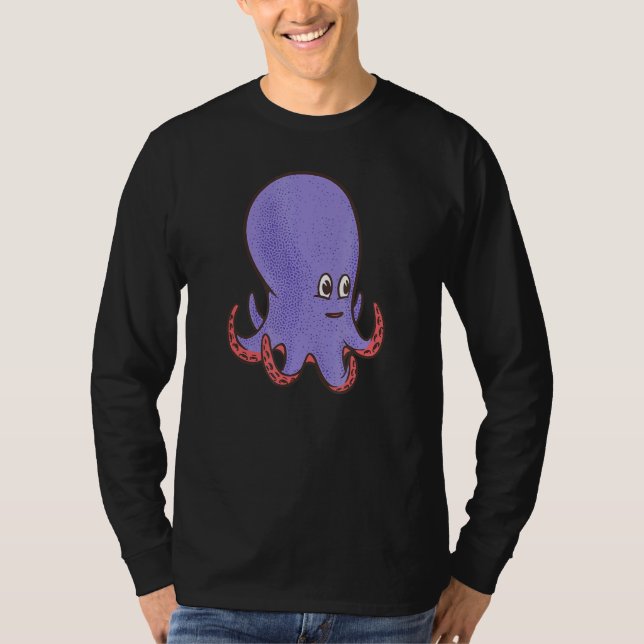 T-shirt Pieuvre mignonne pourpre souriante (Devant)