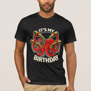 T-shirt Pieuvre qui boit de la bière pour son anniversaire