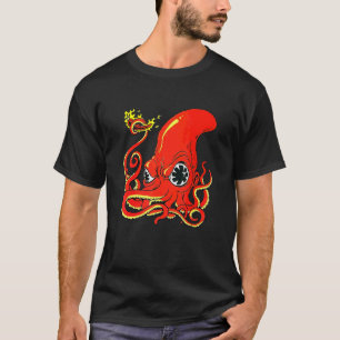 T-shirt Pieuvre Rouge Chaud Créatures Animales Marines