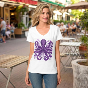 T-shirt Pieuvre violette Steampunk Kraken victorien