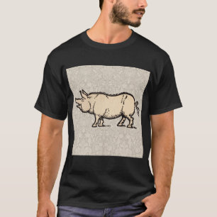 T-shirt Pig Antique Piggy Cute Illustration Vintage