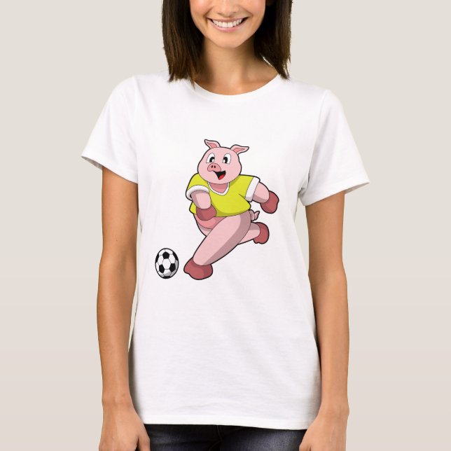 T-shirt Pig as Soccer player with Soccer (Devant)