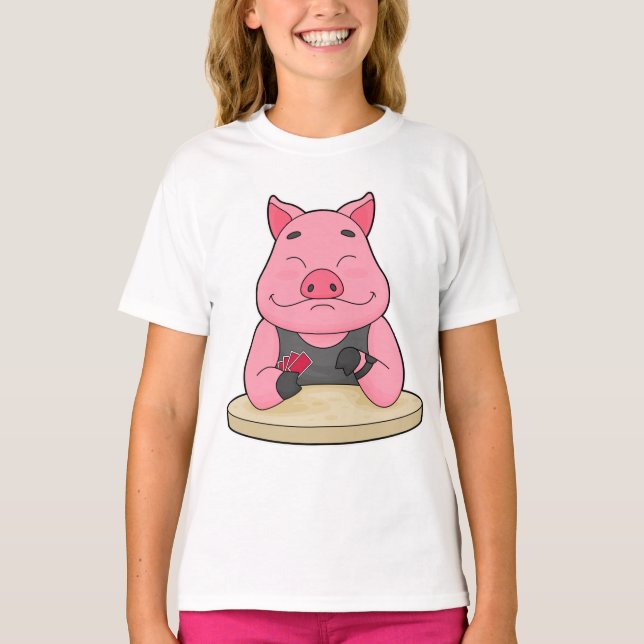 T-shirt Pig au Poker avec cartes de Poker (Devant)