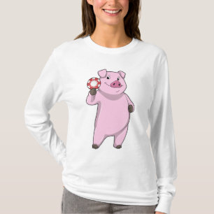 T-shirt Pig au Poker avec des jetons de Poker