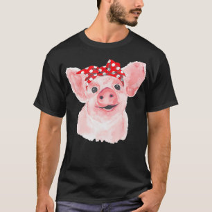 T-shirt Pig Bandana cute for Girl and Women Pig Lover Gif