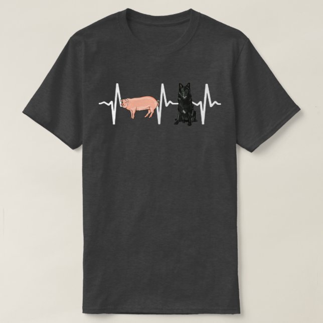 T-shirt Pig Belge Sheepdog Heartbeat Amoureux des chiens (Design devant)