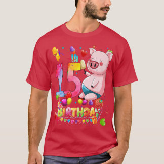 T-shirt Pig Birthday Party 15 Year Old Boy 15th Pig Birthd