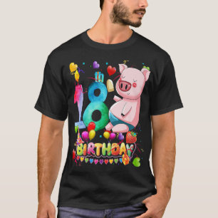 T-shirt Pig Birthday Party 18 Year Old Boy 18e Pig Birthd