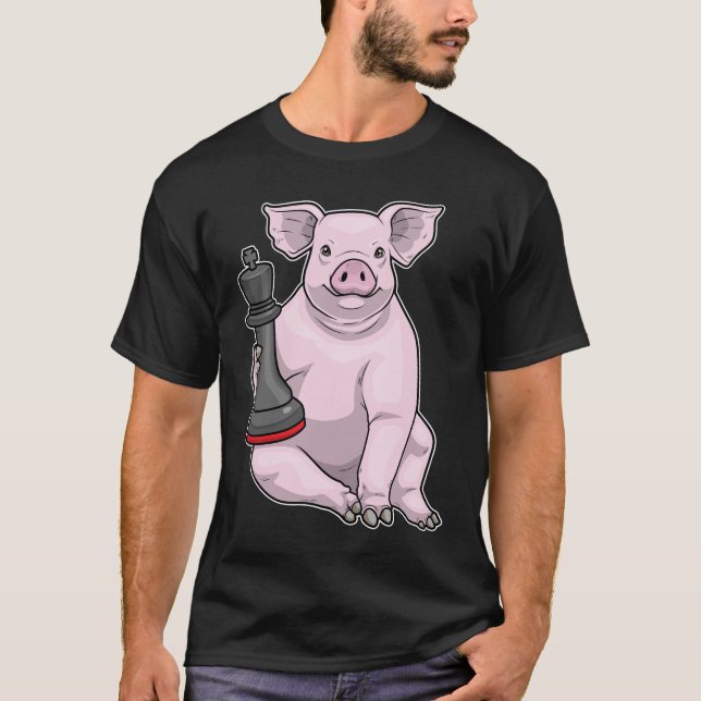 T-shirt Pig Chess piece King Chess (Devant)